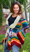 Load image into Gallery viewer, Handmade 100% Merino Wool Rainbow Color Cardigan
